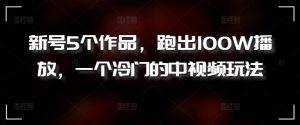 新号5个作品，跑出100W播放，一个冷门的中视频玩法【揭秘】-阳知网创资源库