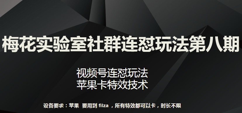 梅花实验室社群连怼玩法第八期，视频号连怼玩法 苹果卡特效技术【揭秘】-阳知网创资源库
