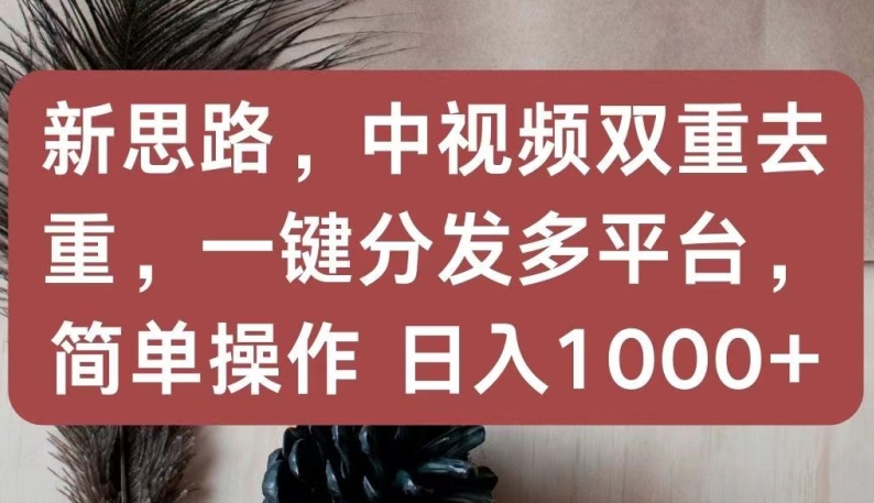 新思路，中视频双重去重，一键分发多平台，简单操作，日入1000+【揭秘】-阳知网创资源库