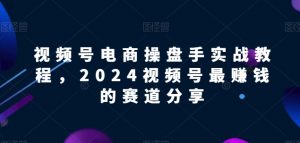 视频号电商实战教程,2024视频号最赚钱的赛道分享-阳知网创资源库