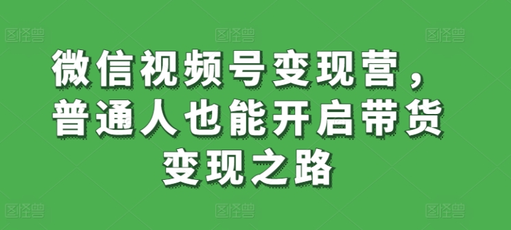 微信视频号变现营,普通人也能开启带货变现之路-阳知网创资源库