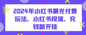 2024年小红书聚光付费玩法,小红书投流,充钱就开挂-阳知网创资源库
