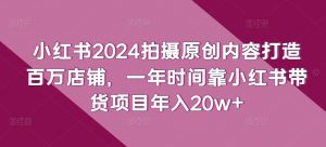 小红书2024拍摄原创内容打造百万店铺,一年时间靠小红书带货项目年入20w+-阳知网创资源库