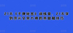 21天《子弹秘密》训练营,21天学到顶尖文案大师的策略和技巧-阳知网创资源库