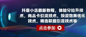 抖音小店最新教程,体验分拉升技术,商品卡引流技术,投流效果优化技术,精选联盟引流技术等-阳知网创资源库