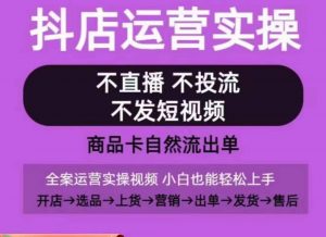 抖店运营实操课,从0-1起店视频全实操,不直播、不投流、不发短视频,商品卡自然流出单-阳知网创资源库