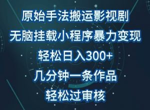 原始手法影视搬运,无脑搬运影视剧,单日收入300+,操作简单,几分钟生成一条视频,轻松过审核【揭秘】-阳知网创资源库