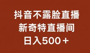 不露脸挂机直播，新奇特直播间，日入500+【揭秘】-阳知网创资源库