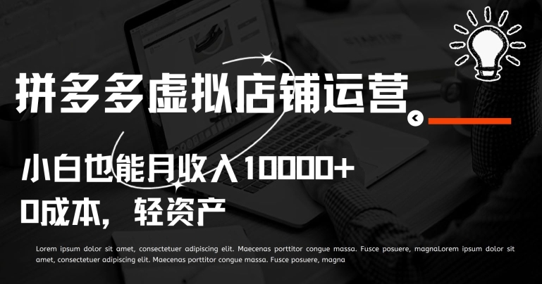 拼多多虚拟店铺运营小白也能月收入10000+【揭秘】-阳知网创资源库