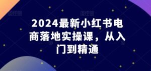 2024最新小红书电商落地实操课,从入门到精通-阳知网创资源库