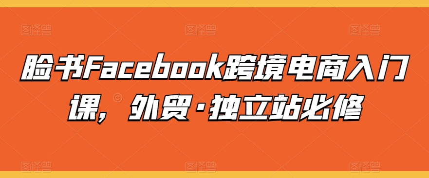 脸书Facebook跨境电商入门课,外贸·独立站必修-阳知网创资源库