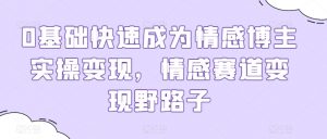 0基础快速成为情感博主实操变现,情感赛道变现野路子-阳知网创资源库