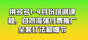 拼多多1-4月份培训课程，自然流强付费推广全套打法和细节-阳知网创资源库