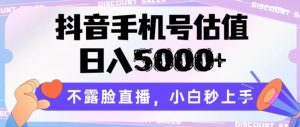 抖音手机号估值,日入5000+,不露脸直播,小白秒上手【揭秘】-阳知网创资源库