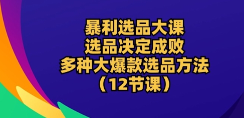 暴利选品大课:选品决定成败,教你多种大爆款选品方法(12节课)-阳知网创资源库