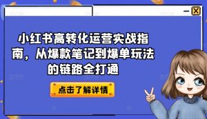 小红书高转化运营实战指南,从爆款笔记到爆单玩法的链路全打通-阳知网创资源库