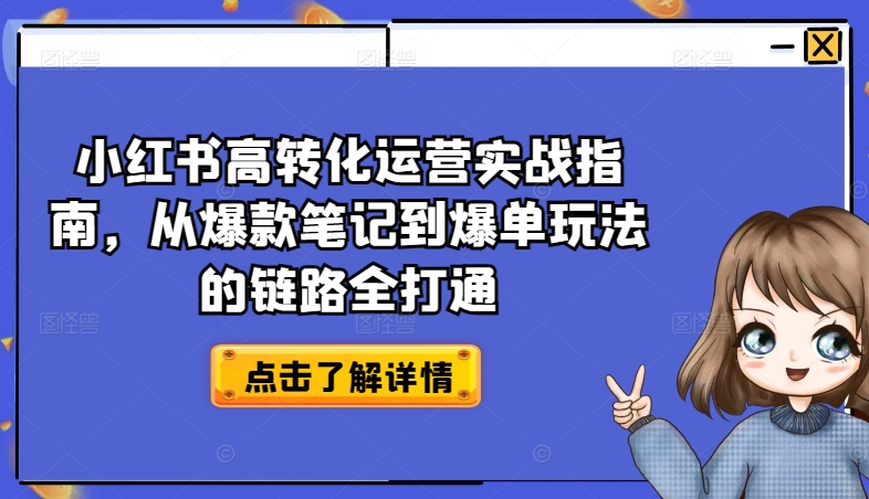 小红书高转化运营实战指南,从爆款笔记到爆单玩法的链路全打通-阳知网创资源库
