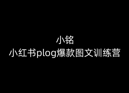 小铭-小红书plog爆款图文训练营,教你从0-1做小红书-阳知网创资源库