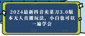 2024最新抖音卖菜刀3.0版本无人直播玩法,小白也可以一遍学会【揭秘】-阳知网创资源库