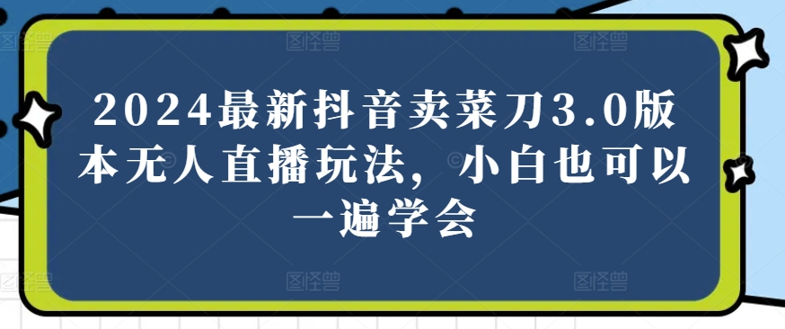 2024最新抖音卖菜刀3.0版本无人直播玩法，小白也可以一遍学会【揭秘】-阳知网创资源库