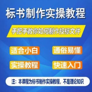 标书制作实操教程，手把手教你如何制作授标文件，零基础一周学会制作标书-阳知网创资源库