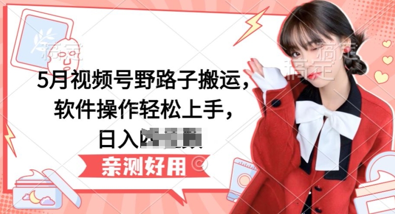 5月视频号野路子搬运,软件操作轻松上手,日入三位数【揭秘】-阳知网创资源库