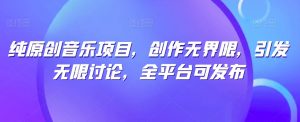 纯原创音乐项目，创作无界限，引发无限讨论，全平台可发布【揭秘】-阳知网创资源库