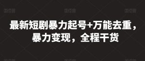 最新短剧暴力起号+万能去重，暴力变现，全程干货【揭秘】-阳知网创资源库