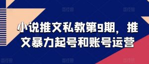 小说推文私教第9期，推文暴力起号和账号运营-阳知网创资源库