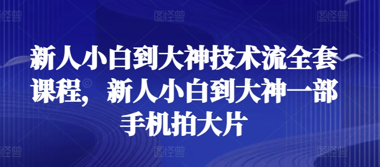 新人小白到大神技术流全套课程,新人小白到大神一部手机拍大片-阳知网创资源库