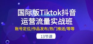 国际版Tiktok抖音运营流量实战班：账号定位/作品发布/热门推送/等等-13节-阳知网创资源库