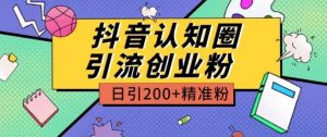 外面收费3980抖音认知圈引流创业粉玩法日引200+精准粉【揭秘】-阳知网创资源库