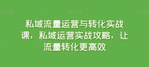 私域流量运营与转化实战课,私域运营实战攻略,让流量转化更高效-阳知网创资源库
