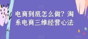 电商到底怎么做?淘系电商三维经营心法-阳知网创资源库