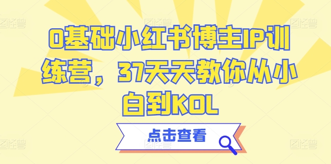 0基础小红书博主IP训练营,37天天教你从小白到KOL-阳知网创资源库