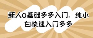 新人0基础多多入门,纯小白快速入门多多-阳知网创资源库