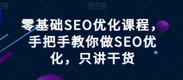 零基础SEO优化课程，手把手教你做SEO优化，只讲干货-阳知网创资源库