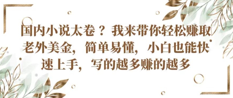 国内小说太卷 ?带你轻松赚取老外美金,简单易懂,小白也能快速上手,写的越多赚的越多【揭秘】-阳知网创资源库