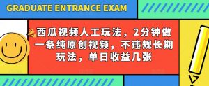 西瓜视频写字玩法,2分钟做一条纯原创视频,不违规长期玩法,单日收益几张-阳知网创资源库