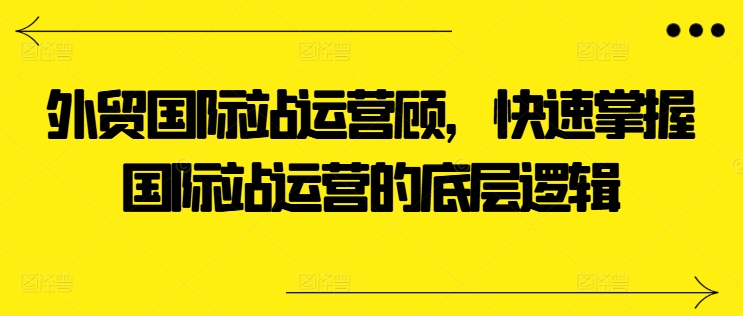 外贸国际站运营顾问,快速掌握国际站运营的底层逻辑-阳知网创资源库