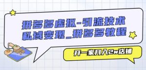 拼多多虚拟-引流技术与私域变现_拼多多教程:开一家月入2w店铺-阳知网创资源库