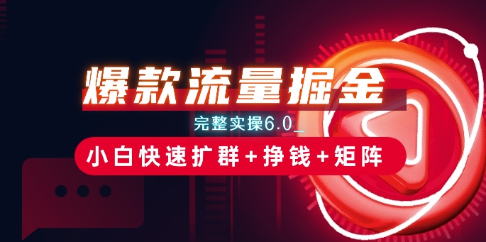 爆款流量掘金_完整实操6.0_小白快速扩群+挣钱+矩阵思路【揭秘】-阳知网创资源库