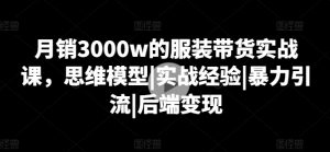 月销3000w的服装带货实战课,思维模型|实战经验|暴力引流|后端变现-阳知网创资源库