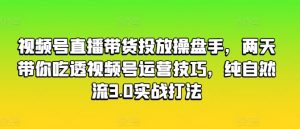 视频号直播带货投放操盘手，两天带你吃透视频号运营技巧，纯自然流3.0实战打法-阳知网创资源库