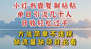 小红书靠复制粘贴单日引流几十人目收轻松过千,方法简单不违规【揭秘】-阳知网创资源库