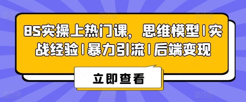 8S实操上热门课，思维模型|实战经验|暴力引流|后端变现-阳知网创资源库