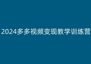 2024多多视频变现教学训练营，新手保姆级教程，适合新手小白-阳知网创资源库