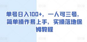 单号日入100+，一人可三号，简单操作易上手，实操落地保姆教程【揭秘】-阳知网创资源库