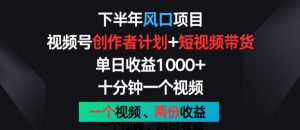 下半年风口项目,视频号创作者计划+视频带货,一个视频两份收益,十分钟一个视频【揭秘】-阳知网创资源库