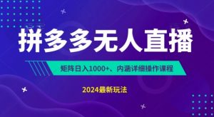 拼多多无人直播不封号，0投入，3天必起，无脑挂机，日入1k+【揭秘】-阳知网创资源库